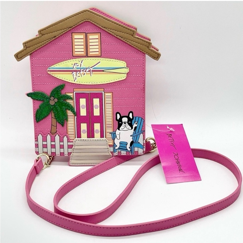 Betsy Johnson Pink House-Shaped novelty Crossbody Bag